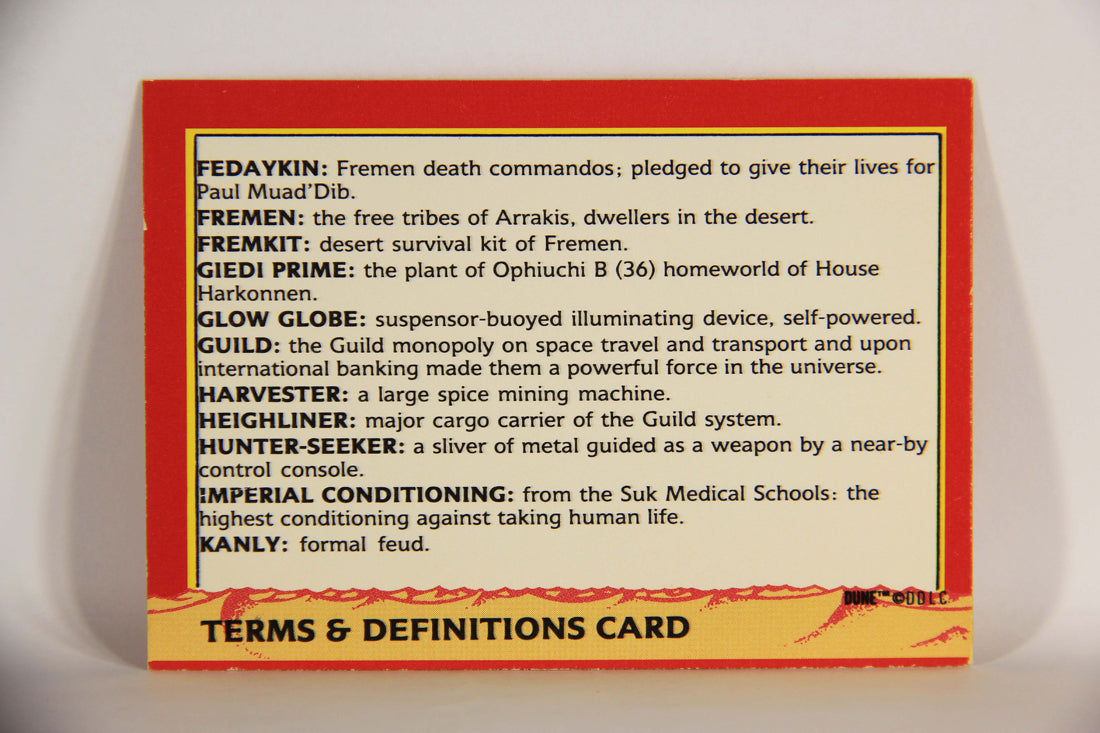Dune 1984 Trading Card #131 Terms & Definitions Card L014436