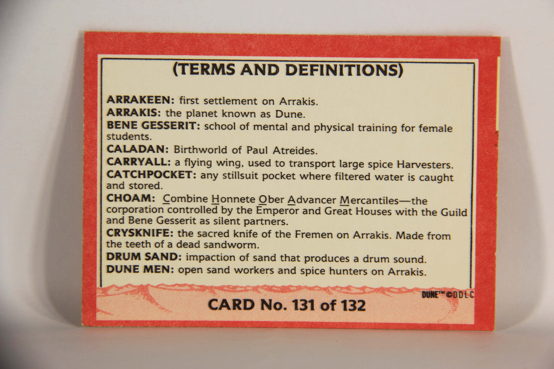 Dune 1984 Trading Card #131 Terms & Definitions Card L014436