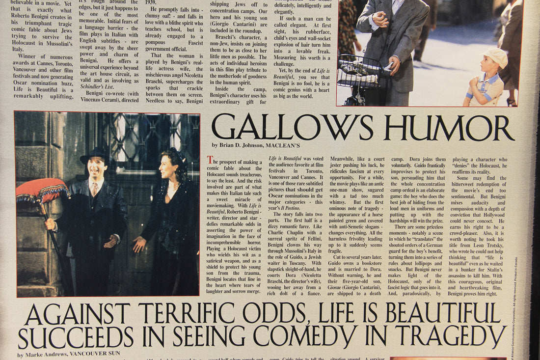 La Vita È Bella 1997 Rare Movie Poster Rolled 27 x 39 English Life Is Beautiful L015941