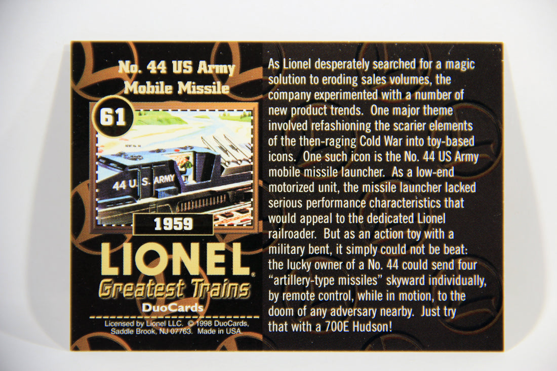 Lionel Greatest Trains 1998 Trading Card #61 - 1959 No. 44 US Army Mobile Missile ENG L016116