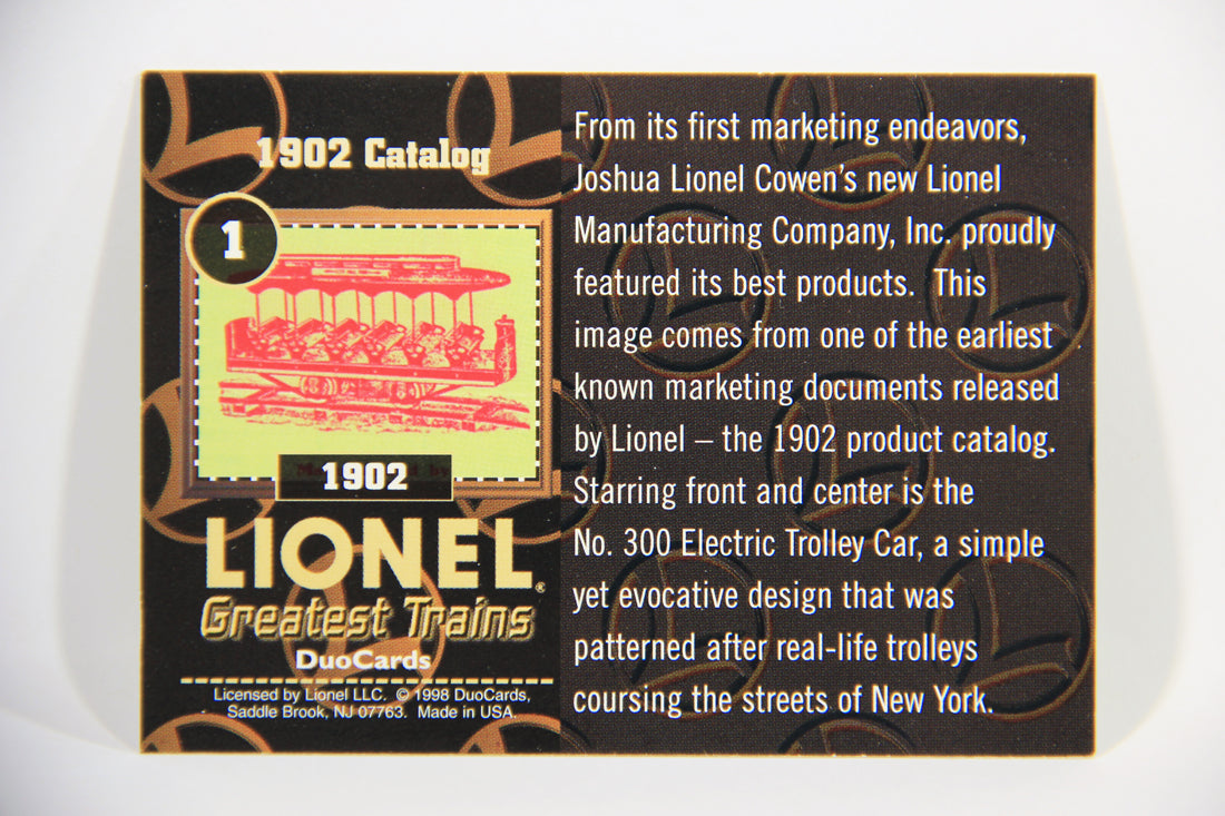 Lionel Greatest Trains 1998 Trading Card #1 - 1902 Catalog ENG L016119