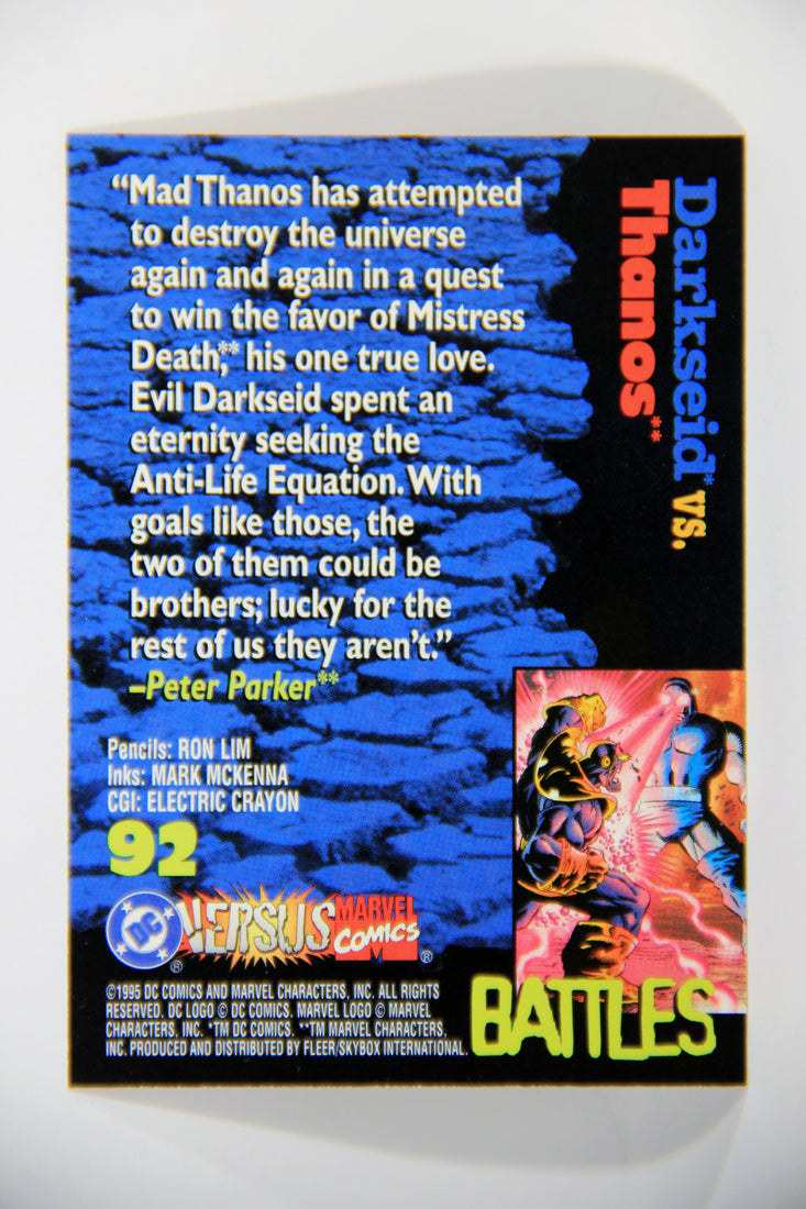 DC Versus Marvel Comics 1995 Trading Card #92 Darkseid Vs Thanos ENG L016175