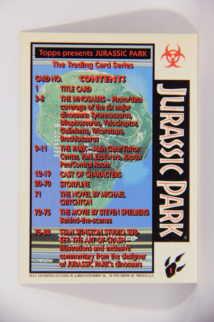Jurassic Park 1993 Trading Card #1 Jurassic Park ENG Topps ENG L016252