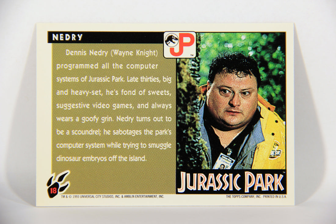 Jurassic Park 1993 Trading Card #18 Dennis Nedry ENG Topps L016269