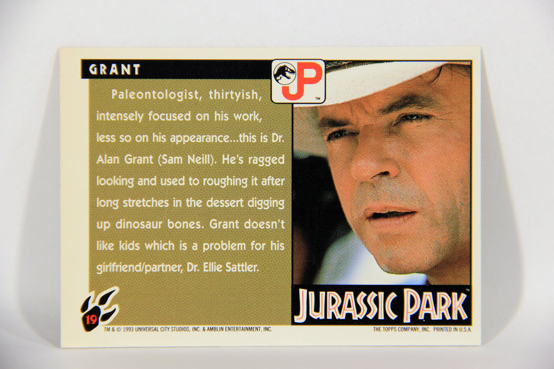 Jurassic Park 1993 Trading Card #19 Dr. Alan Grant ENG Topps L016270
