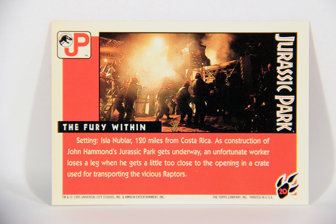 Jurassic Park 1993 Trading Card #20 The Fury Within ENG Topps L016271