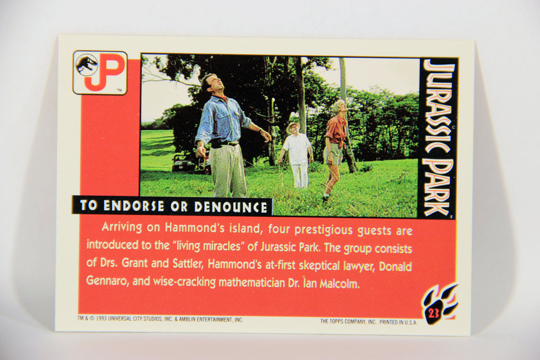 Jurassic Park 1993 Trading Card #23 To Endorse Or Denounce ENG Topps L016274