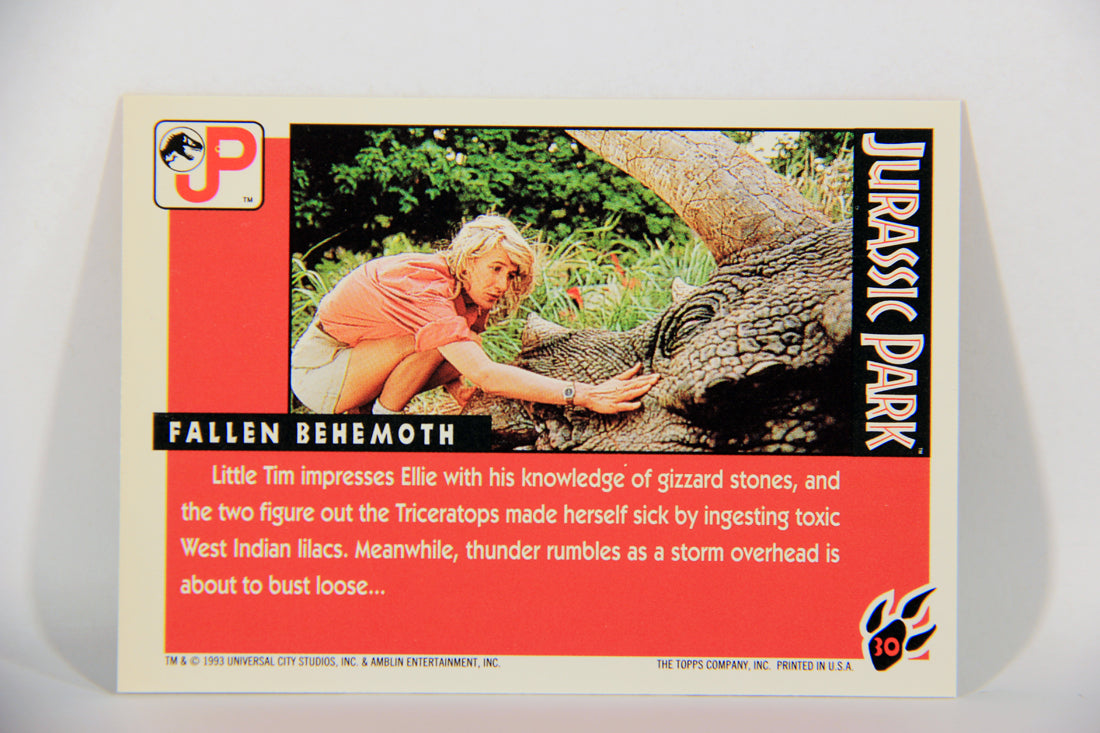 Jurassic Park 1993 Trading Card #30 Fallen Behemoth ENG Topps L016281