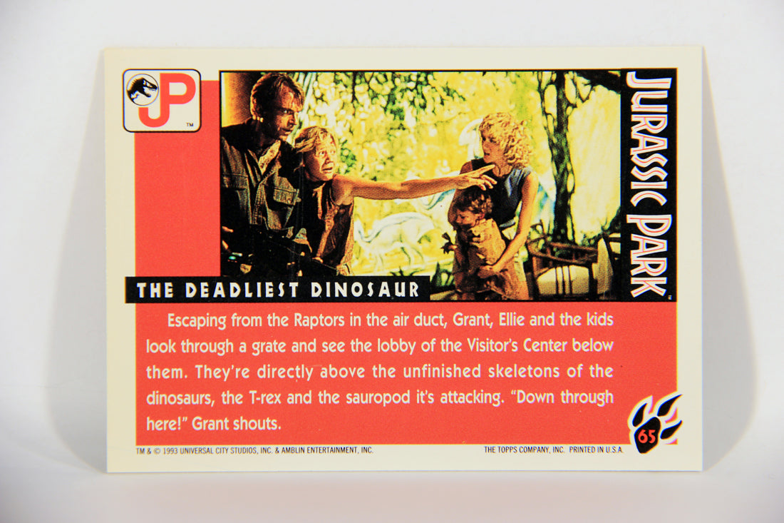 Jurassic Park 1993 Trading Card #65 The Deadliest Dinosaur ENG Topps L016316