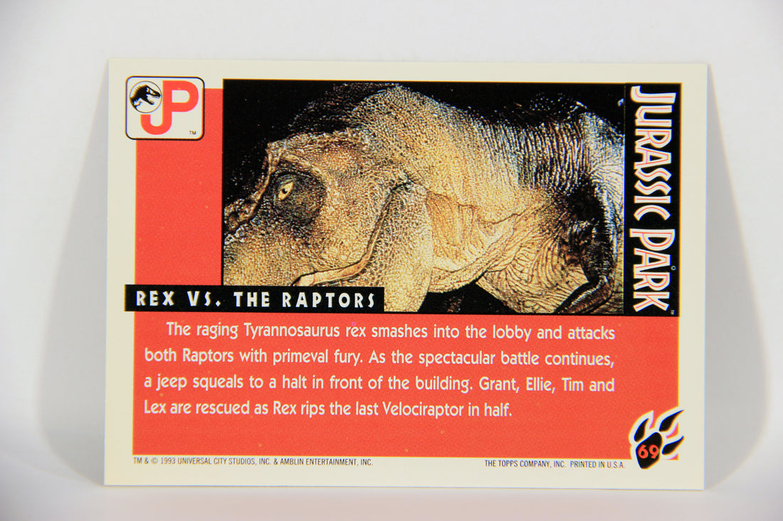 Jurassic Park 1993 Trading Card #69 Rex Vs. The Raptors ENG Topps L016320