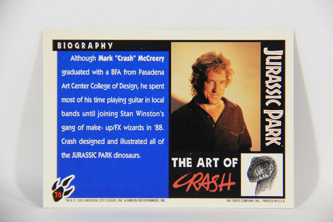 Jurassic Park 1993 Trading Card #76 Biography The Art Of Crash ENG Artwork L016327