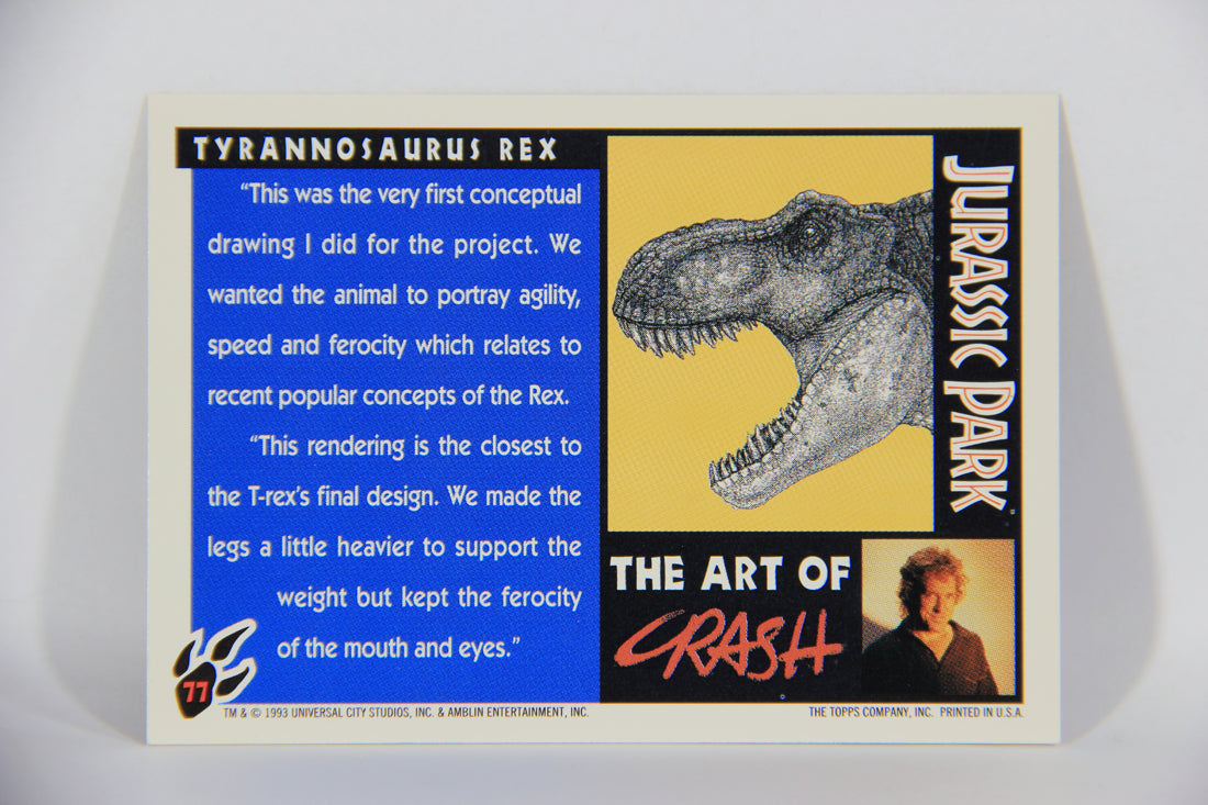 Jurassic Park 1993 Trading Card #77 Tyrannosaurus Rex ENG Topps Artwork L016328