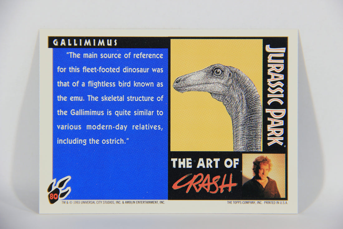 Jurassic Park 1993 Trading Card #80 Gallimimus ENG Topps Artwork L016331