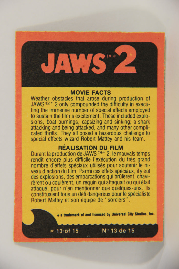 Jaws 2 - 1978 Trading Card #10 Cornered By The Monster FR-ENG Canada OPC L016518
