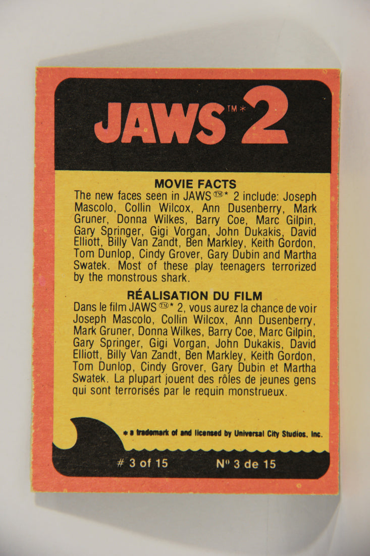 Jaws 2 - 1978 Trading Card #23 The Devil From The Deep FR-ENG Canada OPC L016531