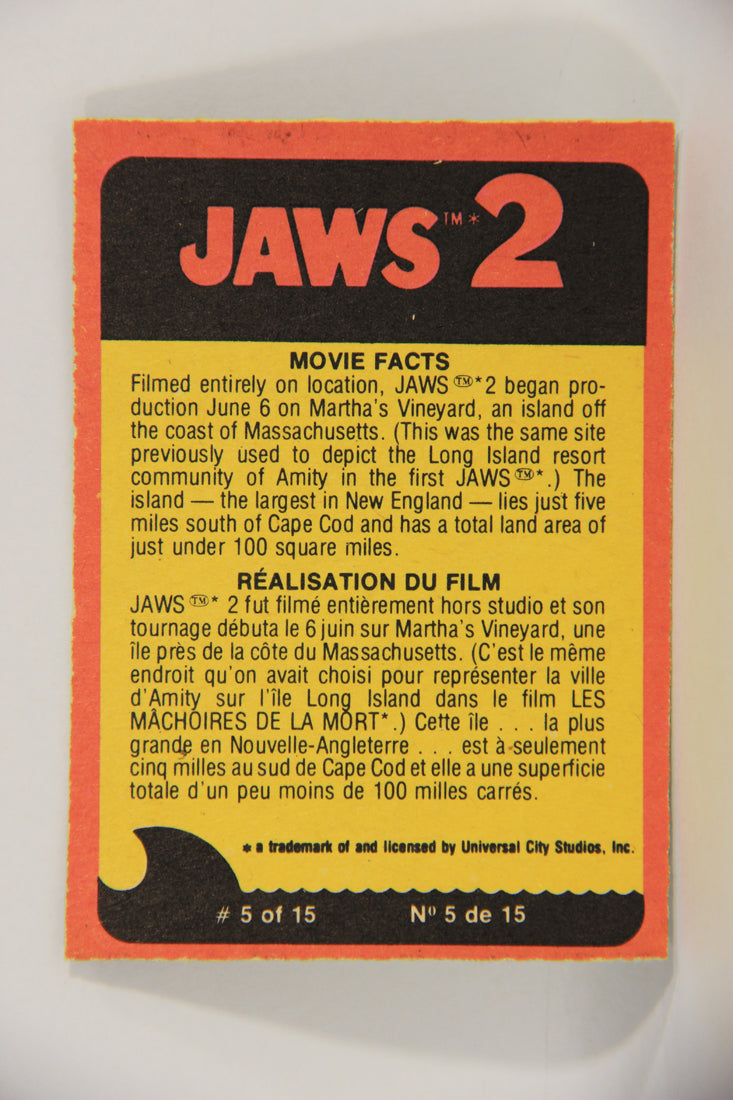 Jaws 2 - 1978 Trading Card #41 Plunge Into Death FR-ENG O-Pee-Chee L016549