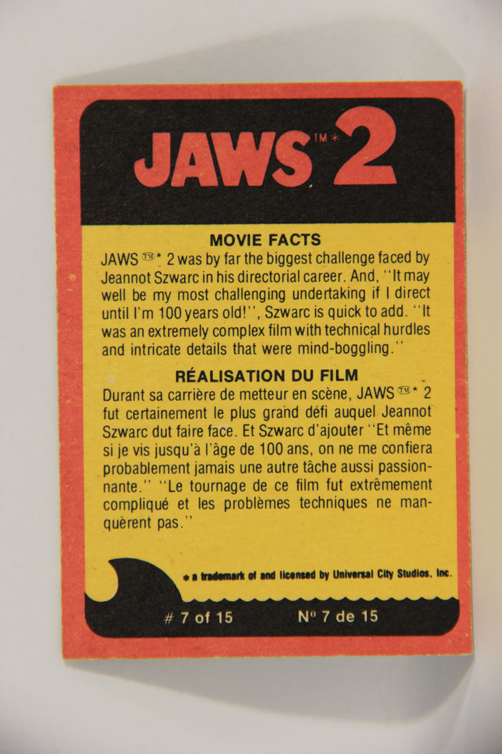 Jaws 2 - 1978 Trading Card #52 Alone Against The Shark FR-ENG O-Pee-Chee L016560