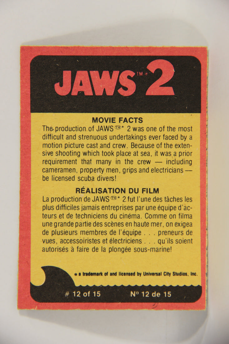 Jaws 2 - 1978 Trading Card #53 Aiming Against The Monster FR-ENG OPC L016561