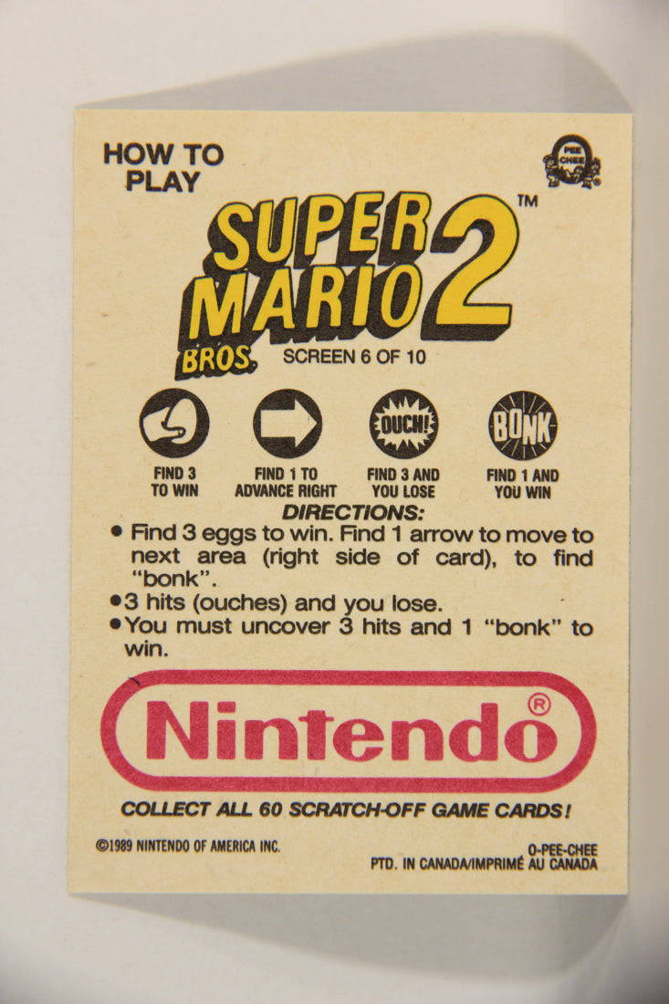 Super Mario Mario 2 Nintendo 1989 Scratch-Off Card Screen #6 Of 10 ENG L016829