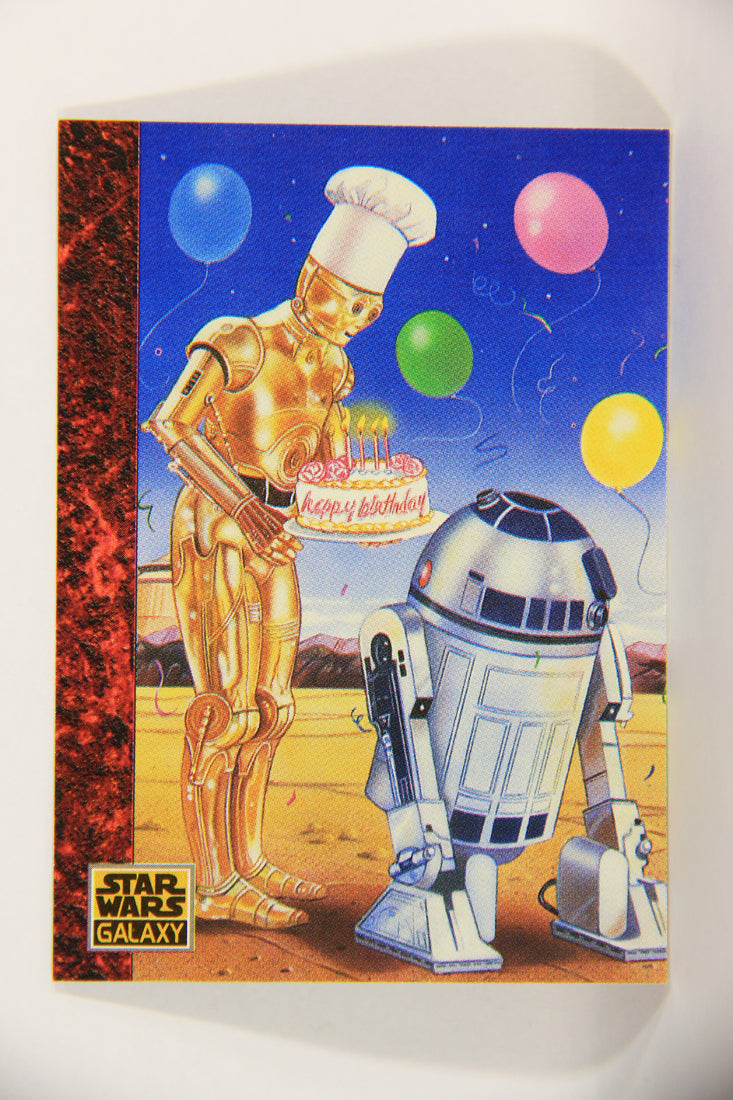 Star Wars Galaxy 1993 Topps Card #76 Even Droids Celebrate Artwork ENG L016837