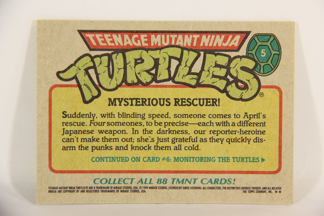 Teenage Mutant Ninja Turtles 1989 Trading Card #5 Mysterious Rescuer ENG L016853