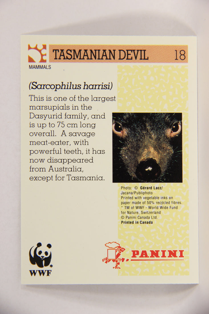 Wildlife In Danger WWF 1992 Trading Card #18 Tasmanian Devil ENG L016954