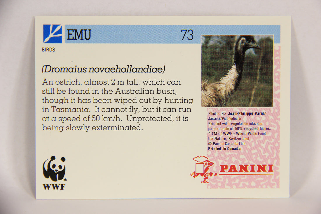 Wildlife In Danger WWF 1992 Trading Card #73 Emu ENG L017009