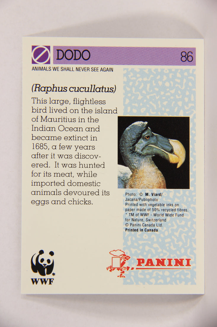 Wildlife In Danger WWF 1992 Trading Card #86 Dodo ENG L017022