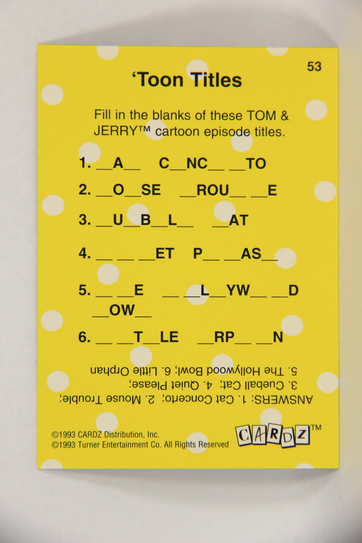 Tom & Jerry The Movie 1993 Trading Card #53 'Toon Titles ENG L017090