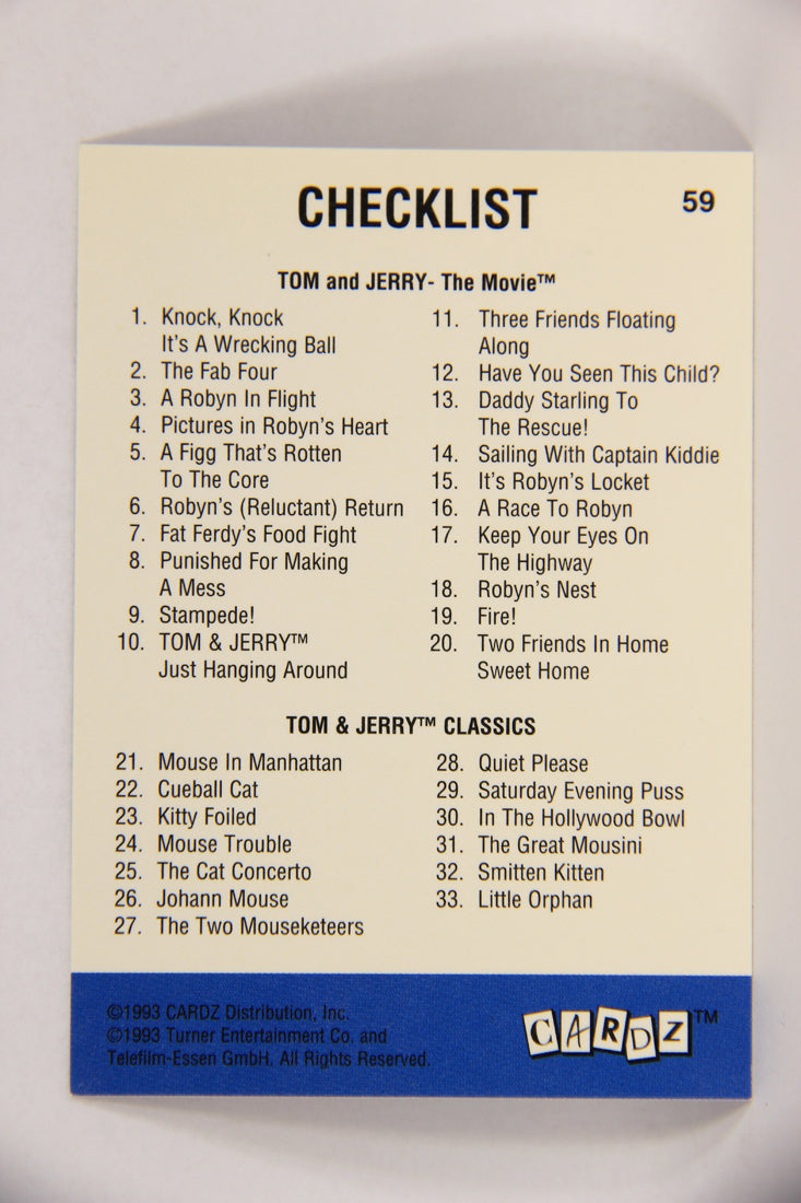 Tom & Jerry The Movie 1993 Trading Card #59 Checklist ENG L017096