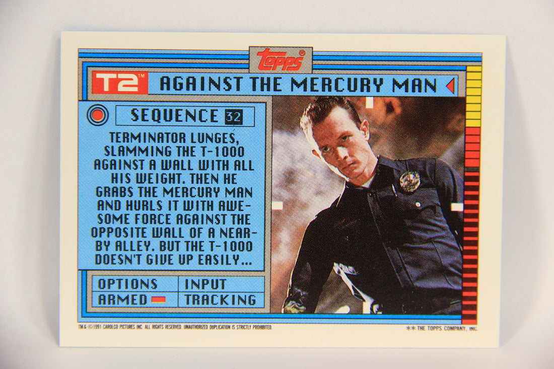 Terminator 2 Judgement Day 1991 Trading Card Sticker #32 Against The Mercury Man L017129
