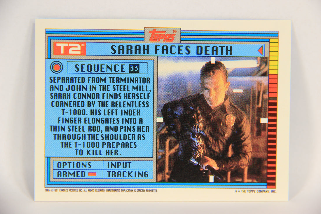 Terminator 2 Judgement Day 1991 Trading Card Sticker #33 Sarah Faces Death L017130