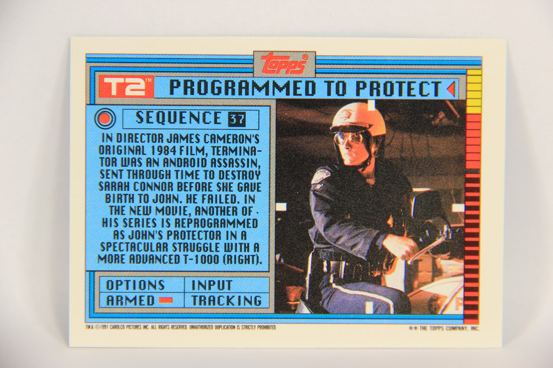 Terminator 2 Judgement Day 1991 Trading Card Sticker #37 Programmed To Protect L017134