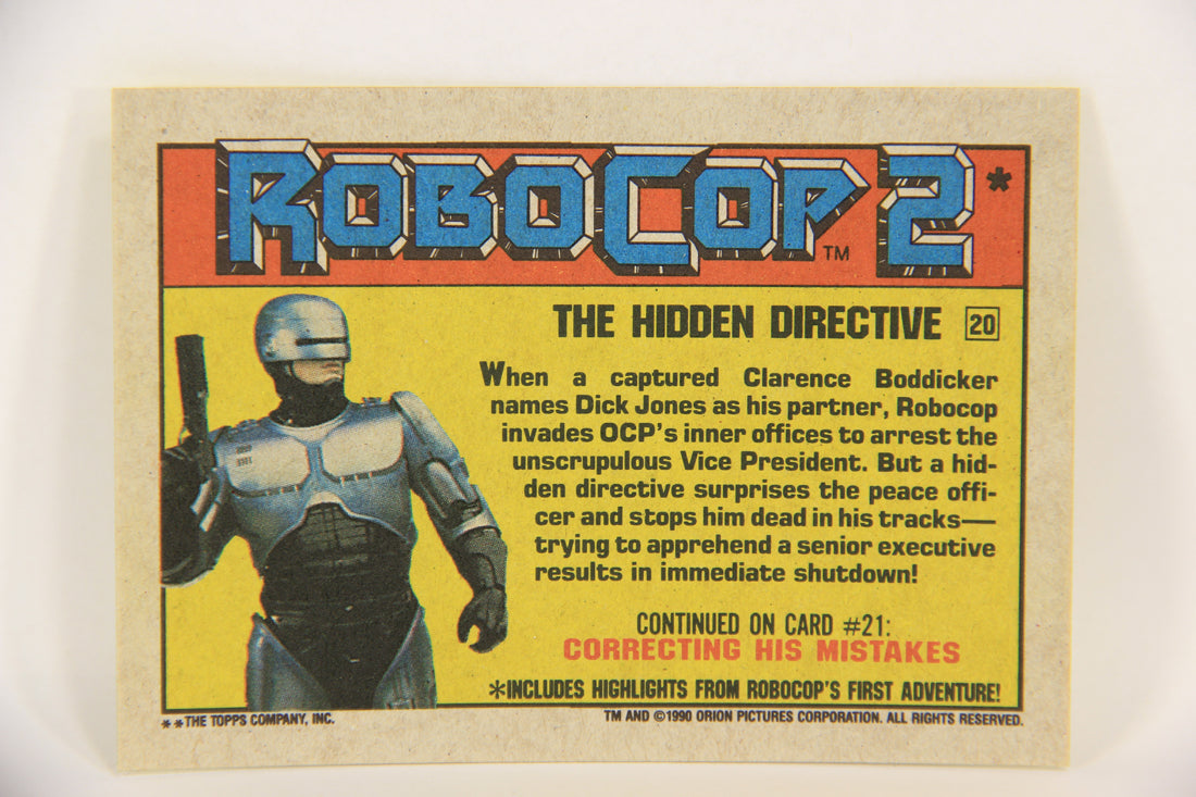 RoboCop 2 Topps 1990 Trading Card #20 The Hidden Directive ENG L017249