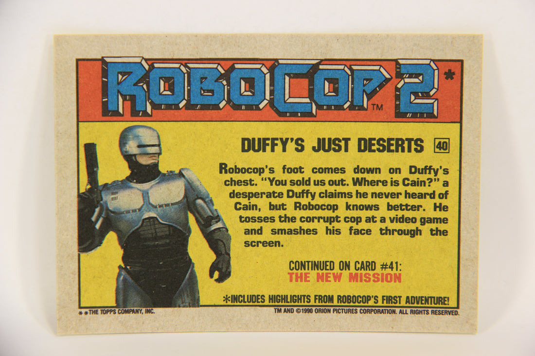 RoboCop 2 Topps 1990 Trading Card #40 Duffy's Just Deserts ENG L017269