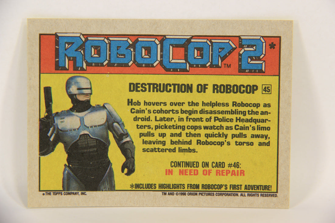 RoboCop 2 Topps 1990 Trading Card #45 Destruction Of Robocop ENG L017274
