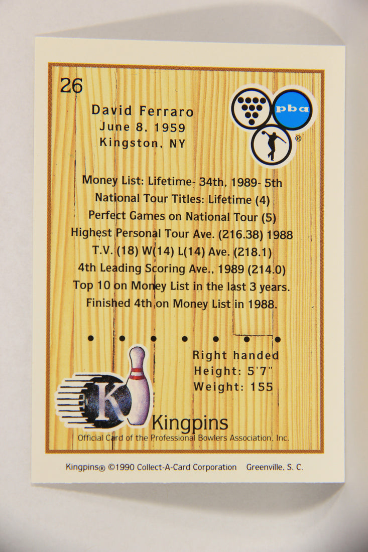 Kingpins Bowling 1990 Trading Card #26 David Ferraro ENG L017343