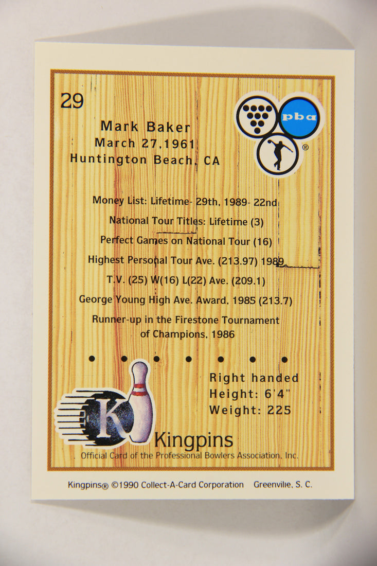 Kingpins Bowling 1990 Trading Card #29 Mark Baker ENG L017346