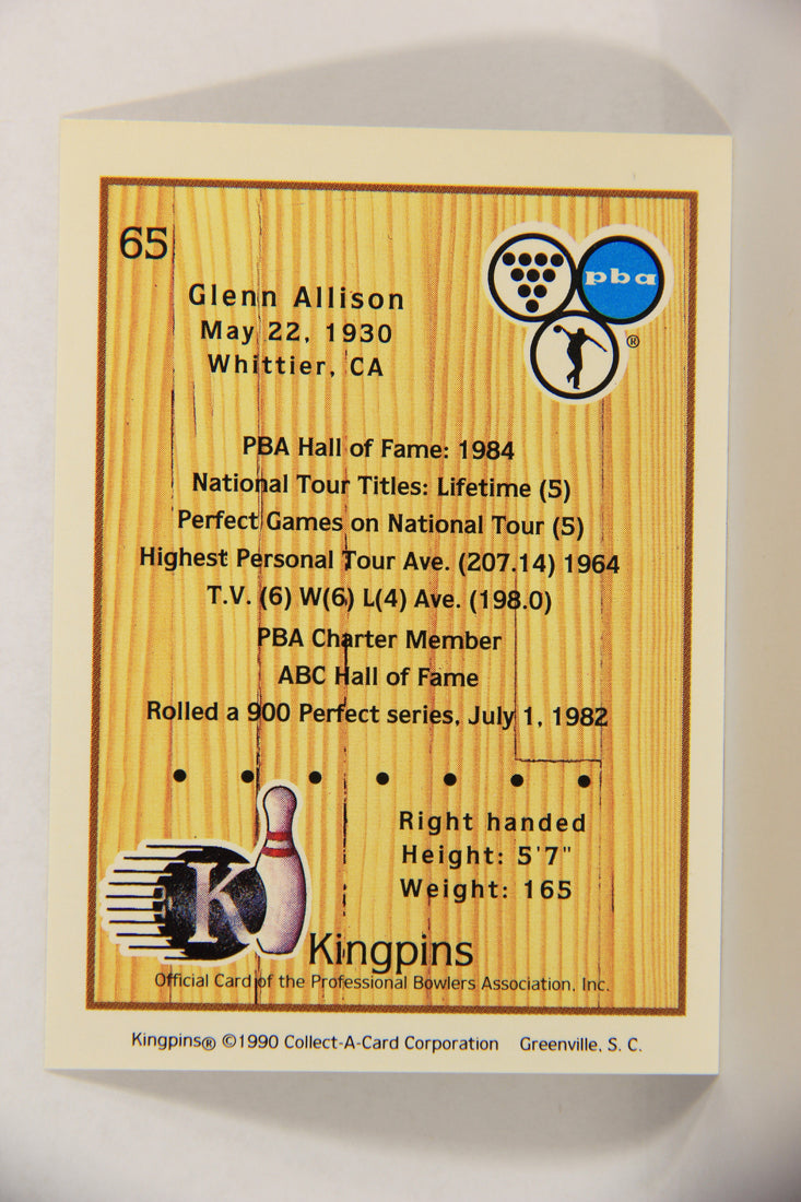 Kingpins Bowling 1990 Trading Card #65 Glenn Allison ENG L017382