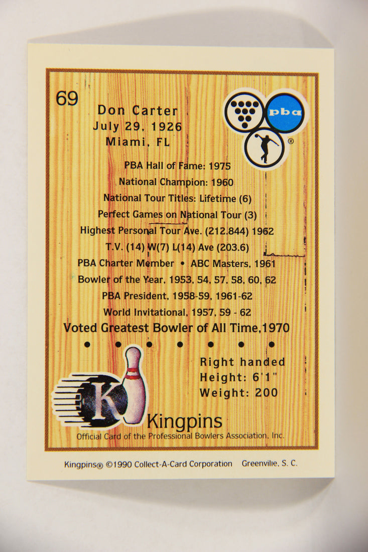 Kingpins Bowling 1990 Trading Card #69 Don Carter ENG L017386