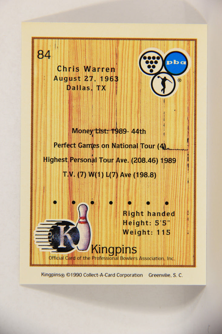 Kingpins Bowling 1990 Trading Card #84 Chris Warren ENG L017401