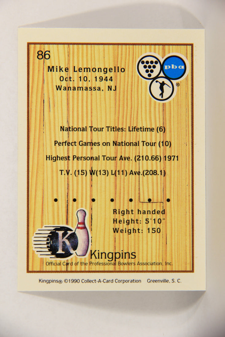 Kingpins Bowling 1990 Trading Card #86 Mike Lemongello ENG L017403