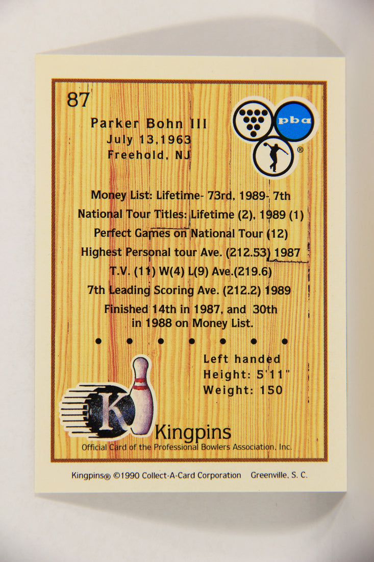 Kingpins Bowling 1990 Trading Card #87 Parker Bohn III ENG L017404