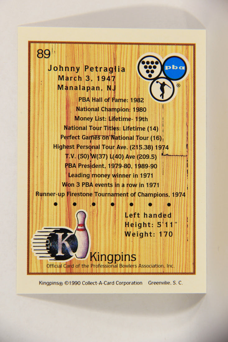 Kingpins Bowling 1990 Trading Card #89 Johnny Petraglia ENG L017406