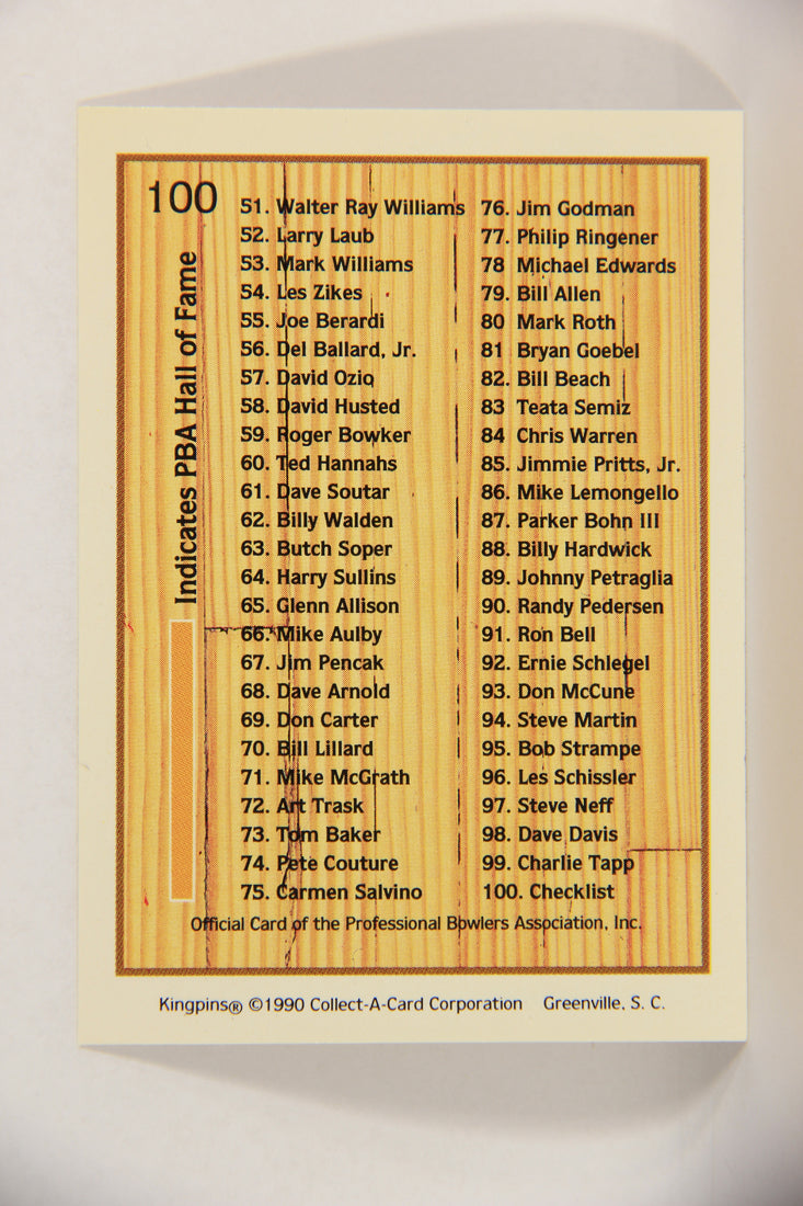 Kingpins Bowling 1990 Trading Card #100 Checklist ENG L017417