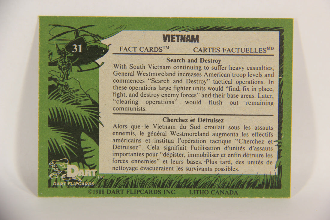 Vietnam Fact Cards 1988 Trading Card #31 Search And Destroy FR-ENG Artwork L017448