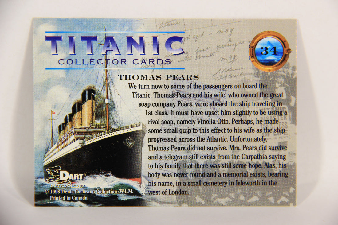 Titanic Collector Cards 1998 Trading Card #34 Thomas Pears ENG L017517