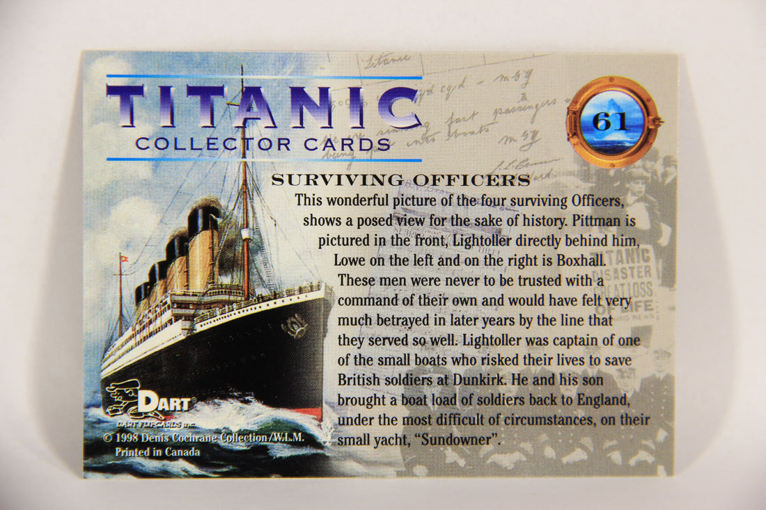 Titanic Collector Cards 1998 Trading Card #61 Surviving Officers ENG L017544