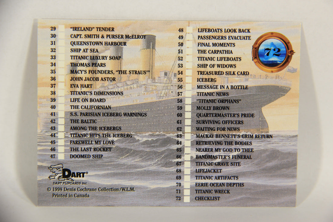 Titanic Collector Cards 1998 Trading Card #72 Checklist ENG Unused L017555