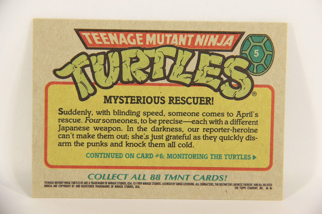 Teenage Mutant Ninja Turtles 1989 Trading Card #5 Mysterious Rescuer ENG L017673
